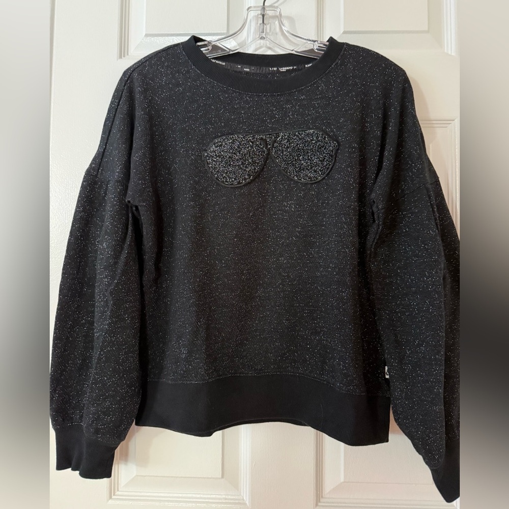 T215- Karl Lagerfeld Black Glitter Sweatshirt